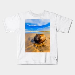 Coconut on sand beach 2 Kids T-Shirt